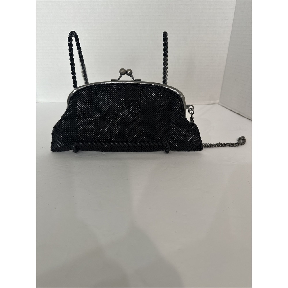 The Limited Black Clasp Handmade Beaded Evening Handbag Clutch Black